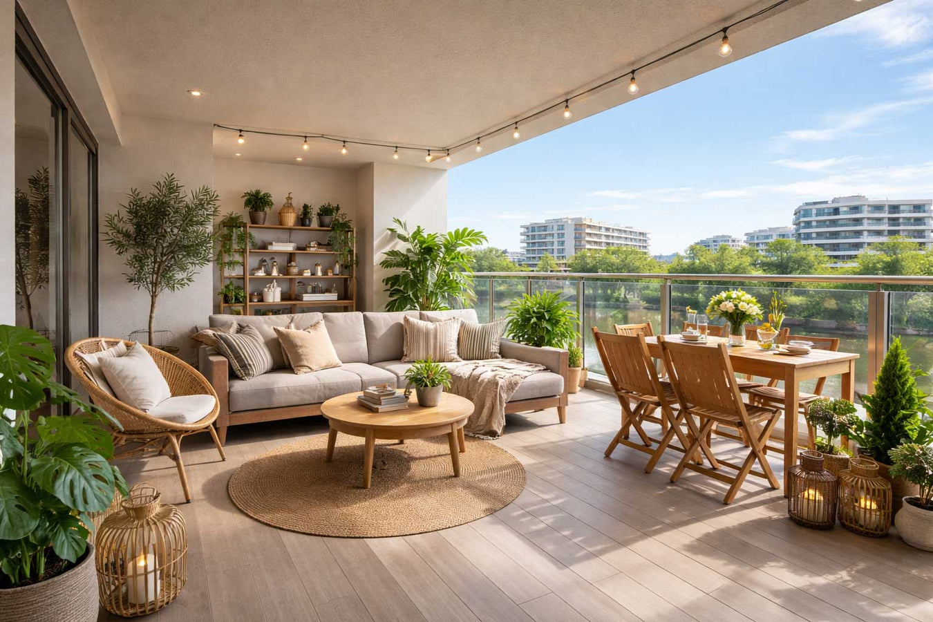 少し広いマンションのベランダ