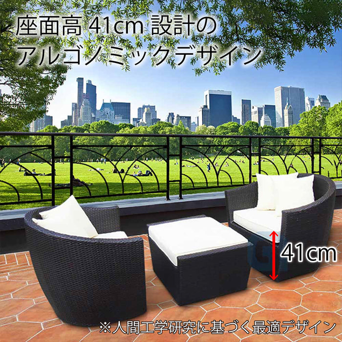 【レンタル家具】Reshare ガーデンファニチャー ガーデンソファ3点セット 屋外 ラタン調 ソファ 組立いらず 2人掛け